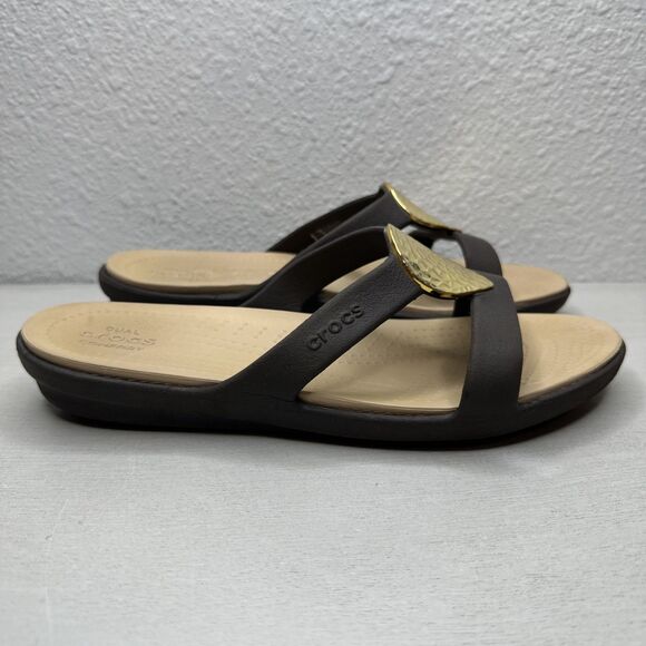 Crocs Sanrah Slip On Hammered Teardrop Comfort Sandals - Picture 1 of 7
